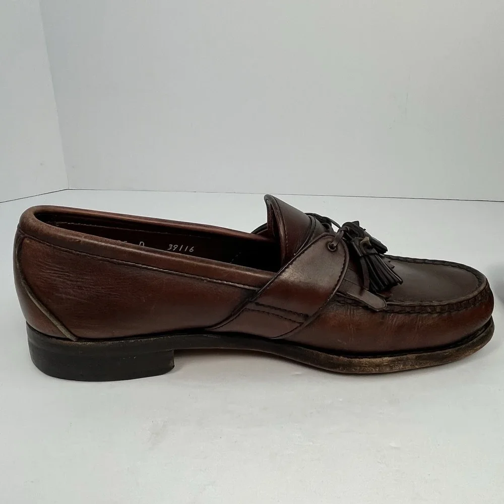 Allen Edmonds Enfield Brown Leather Kiltie Tassel Loafers Slip On Size 8.5D
